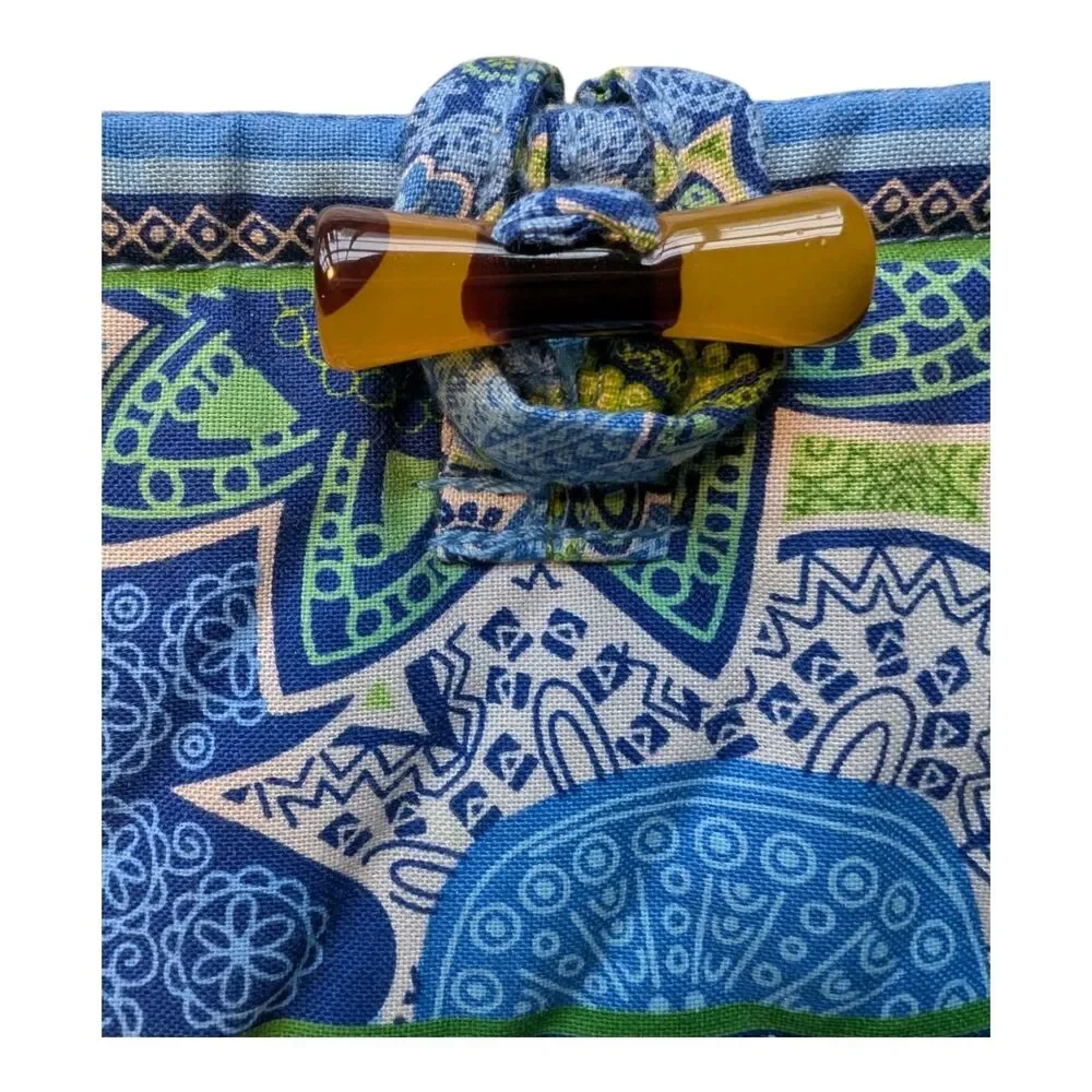 Vera Bradley Doodle Daisy Blue Floral Print Tote Bag Vacation Beach Travel